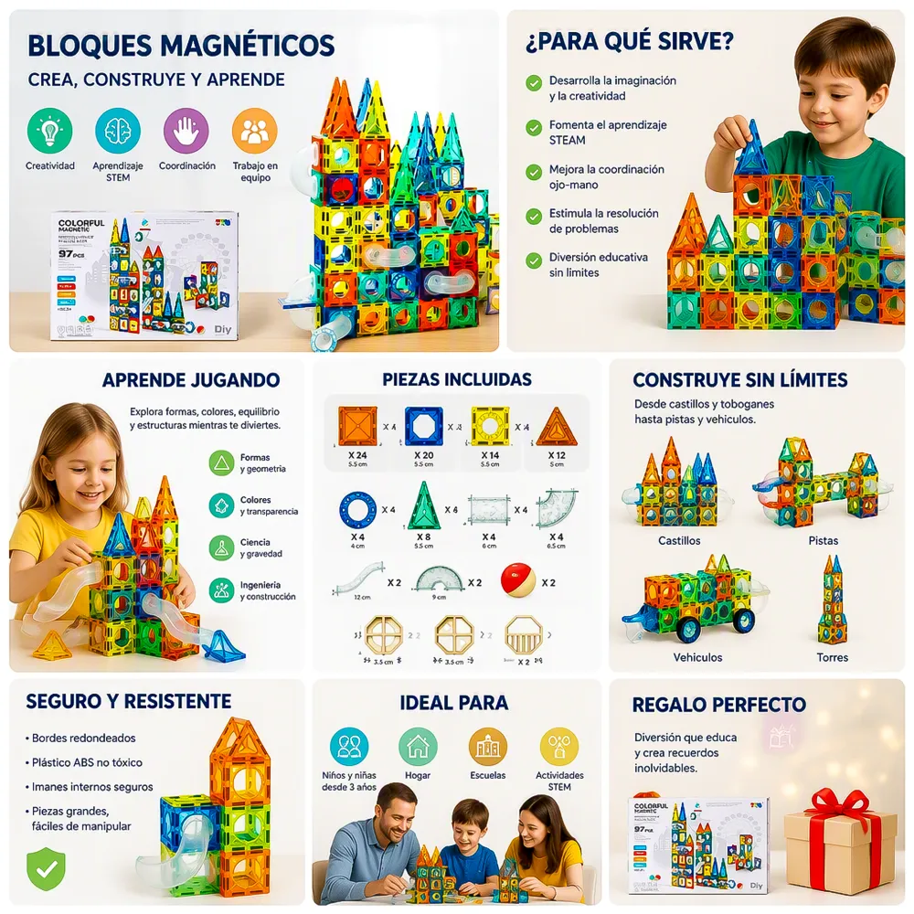 Juego Magnético de Bloques Set 97pcs