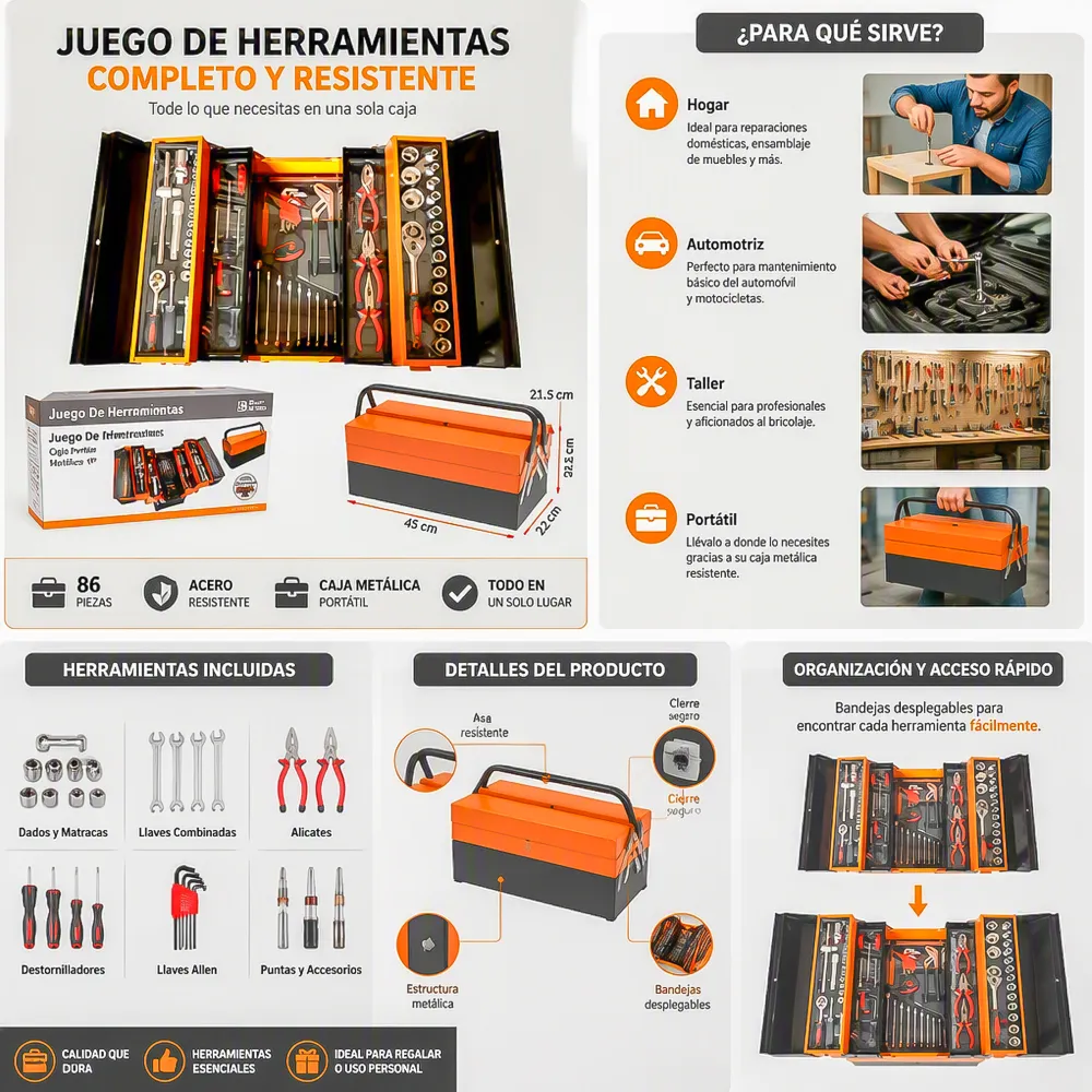 Caja de Herramientas Metálica 85 Pcs 2 14144 01