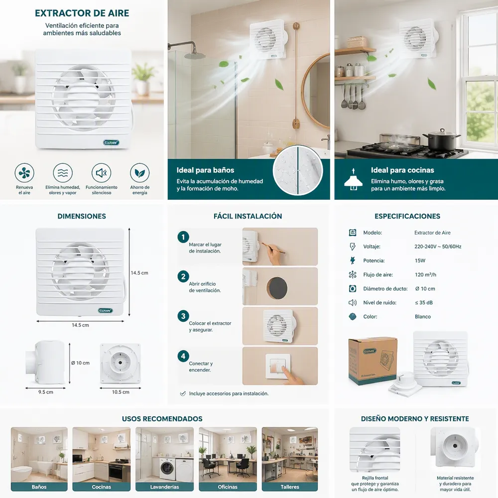 Extractor de Aire Blanco V-78245 Emran 2 14155 01