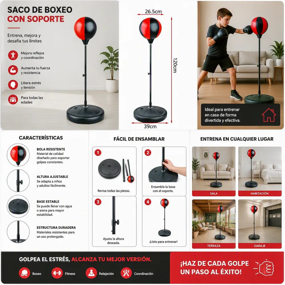 Set de Boxeo Infantil Pedestal Ajustable 866T