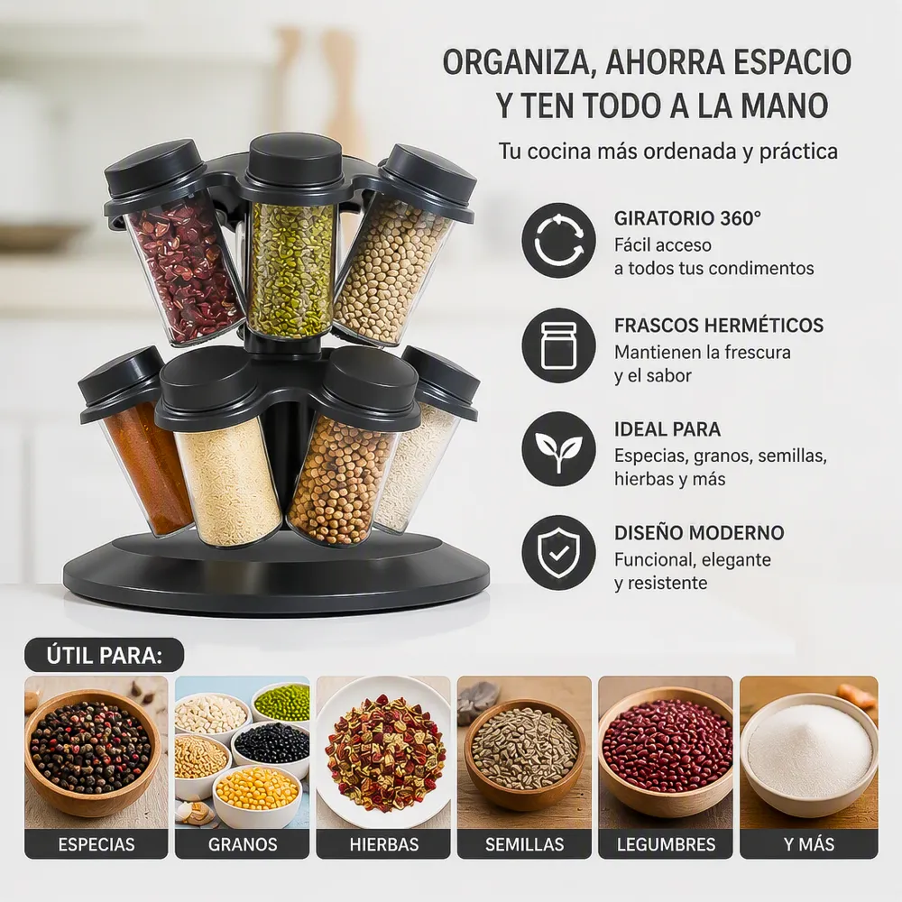Especiero Giratorio 12 Frascos para Condimentos 1 14182 02
