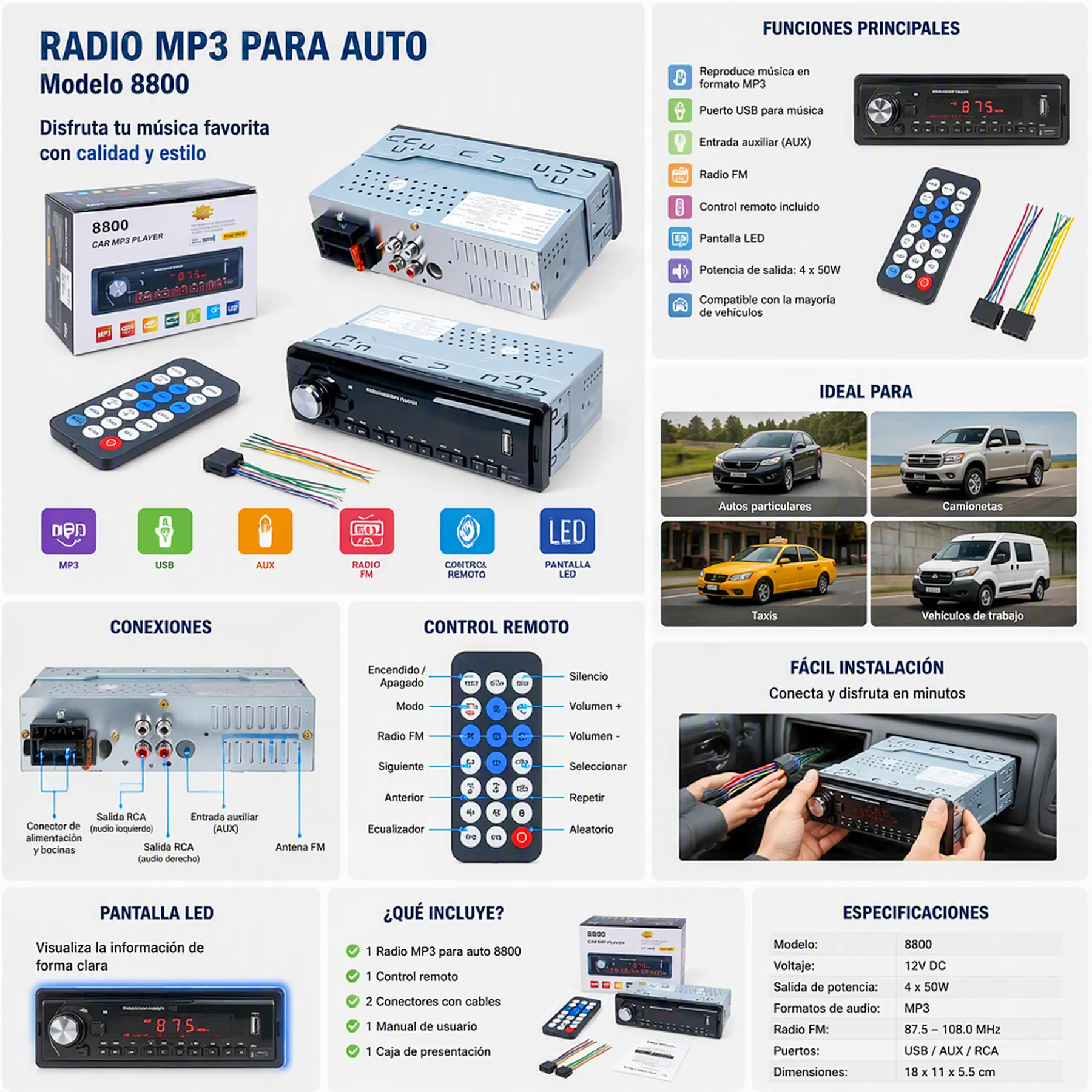 Radio Autoéstereo MP3 Digital M8800 2 14342 01