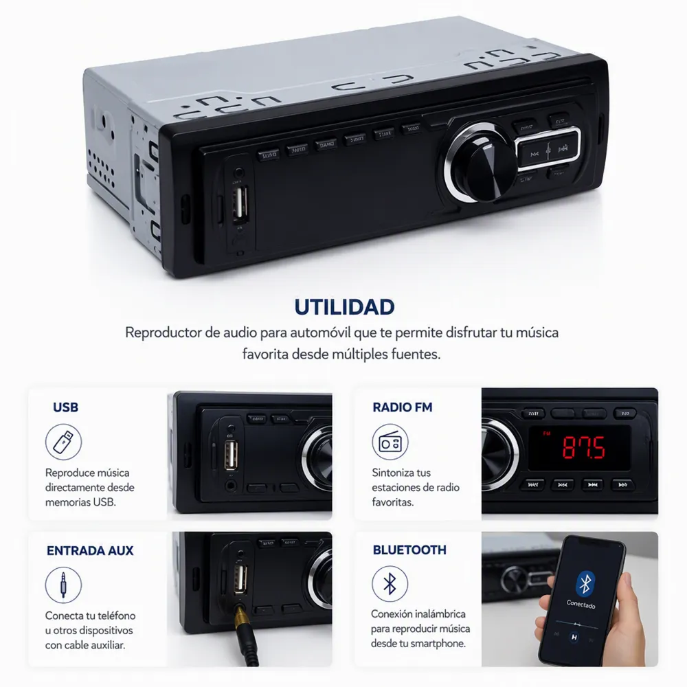 Radio Autoéstereo MP3 Control Remoto 1786E