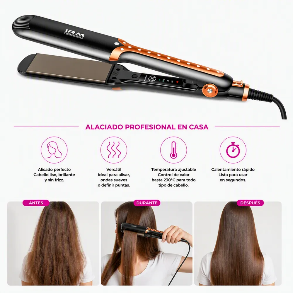 Plancha Alisadora y de Cabello 2 en 1 W-521 IRM