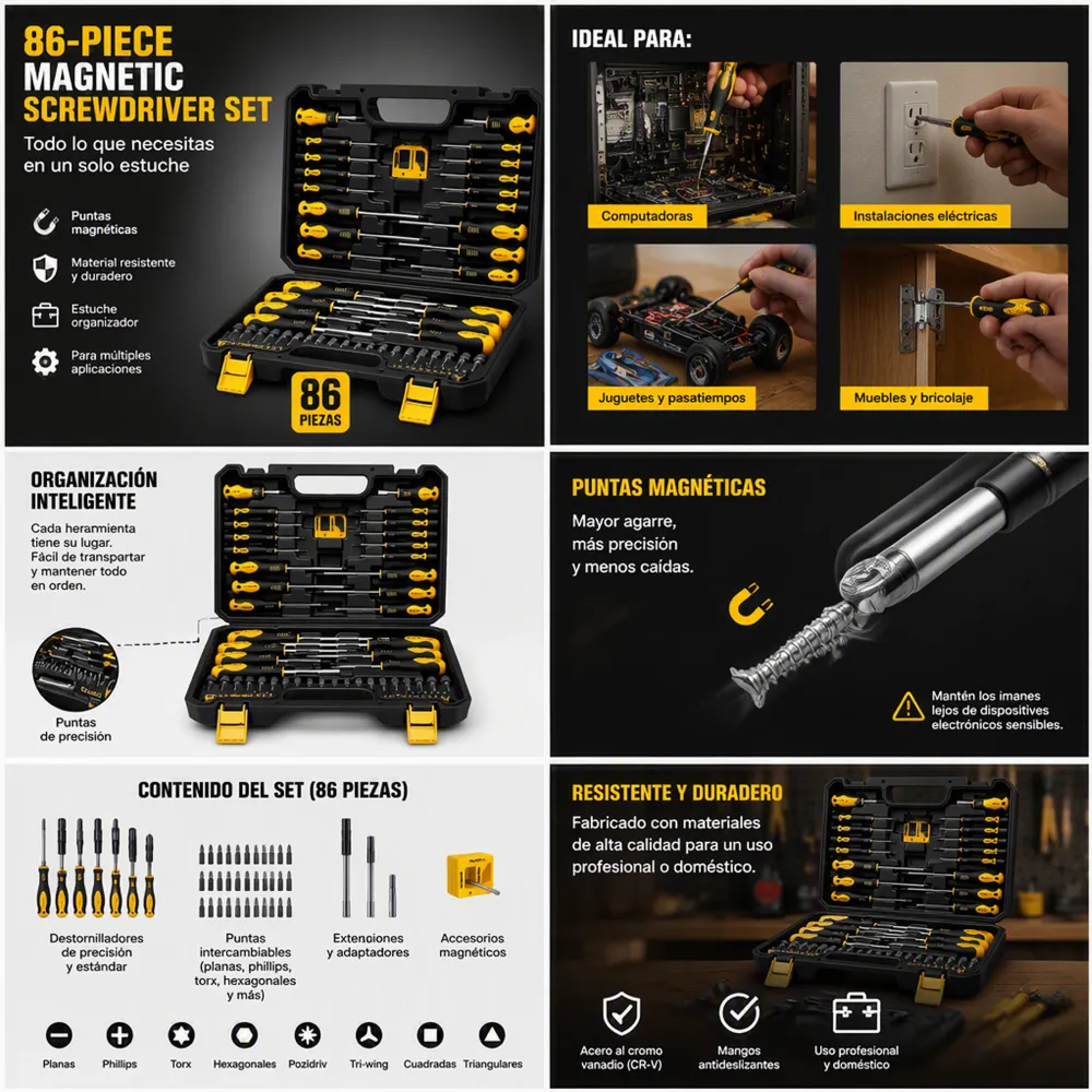 Set de Destornilladores Magnéticos 86pzs YS-9013
