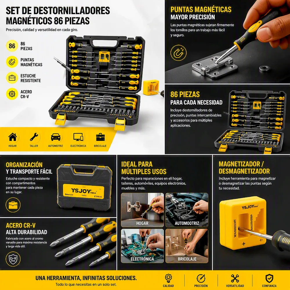Set de Destornilladores Magnéticos 86pzs YS-9013