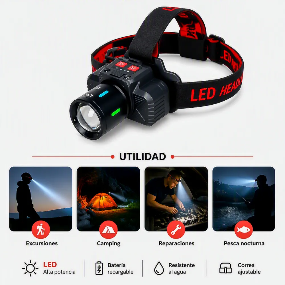Linterna de Cabeza LED Recargable JF-003 1 14370 02