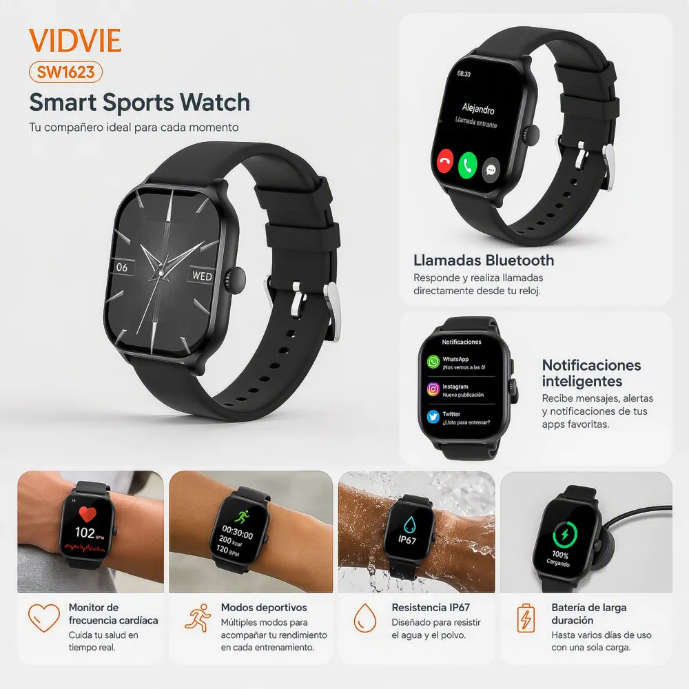 Reloj Smart Watch Deportivo SW1623 Vidvie